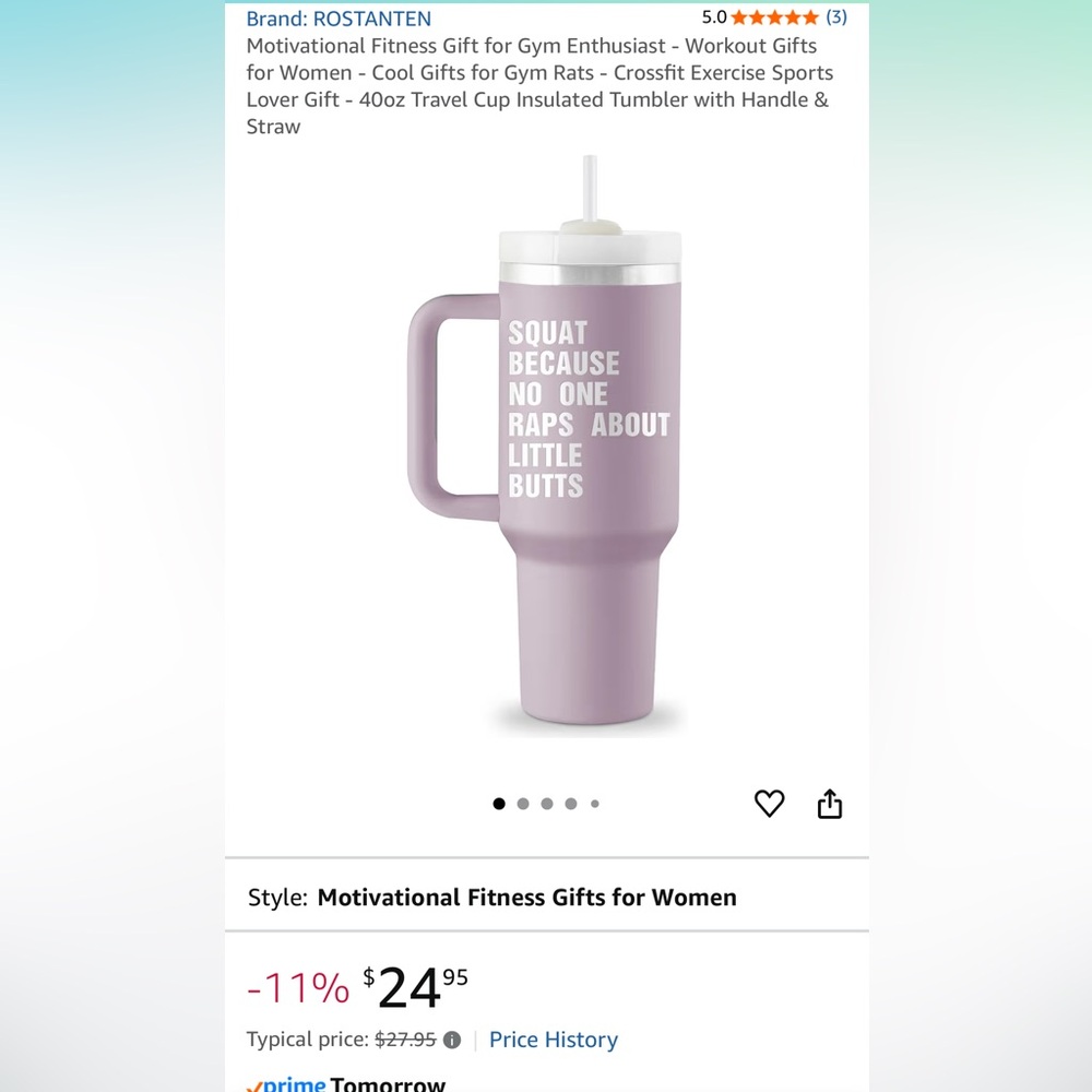 Purple Motivational Fitness Tumbler